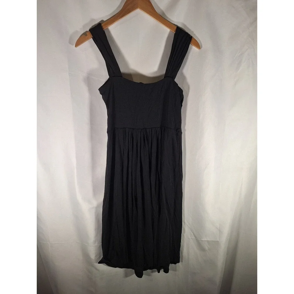 Weekend‎ Max Mara Black Pleated Jersey Knit Sleeveless Midi Dress Size M